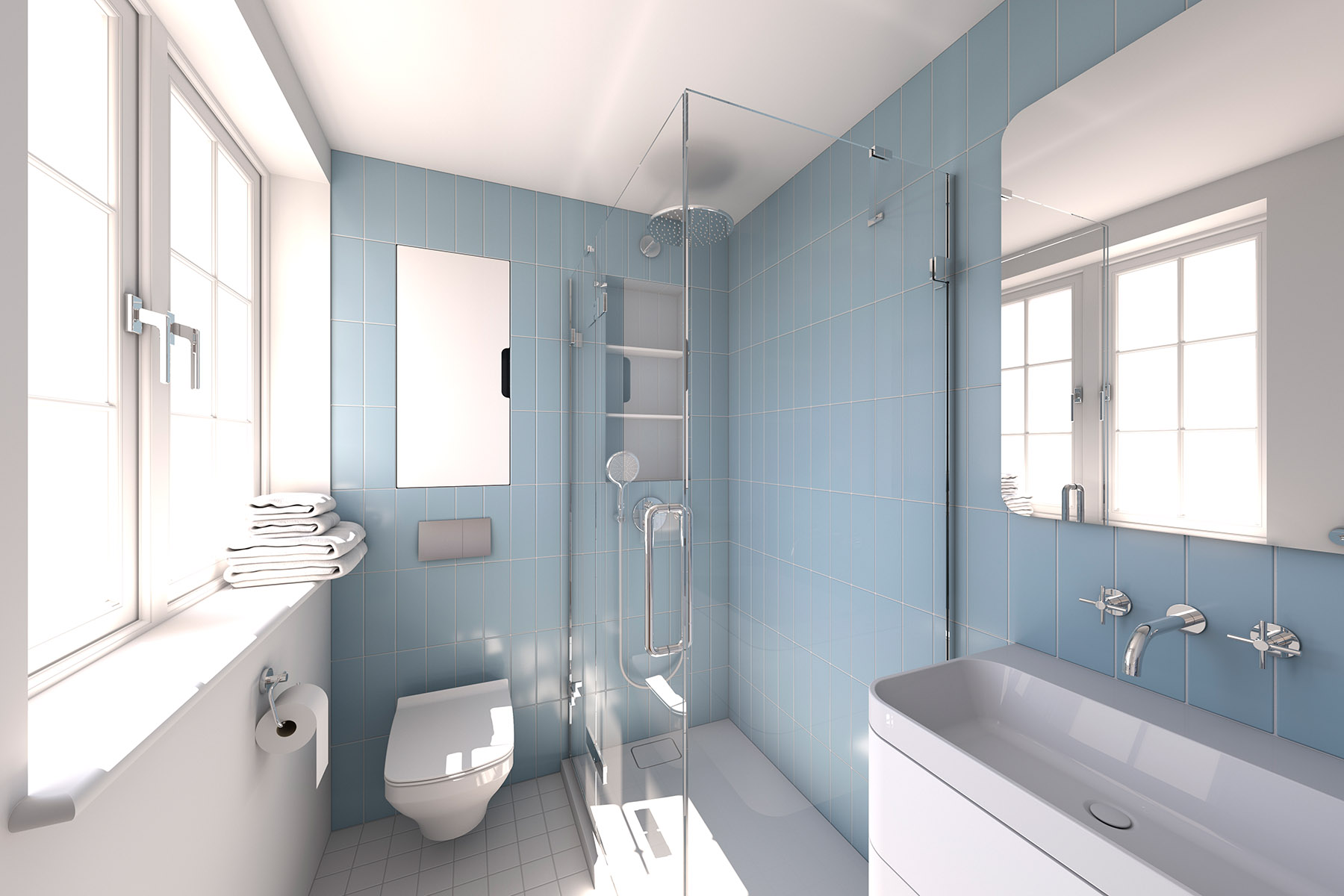Image de synthèse par Jflemay de la salle de douche
