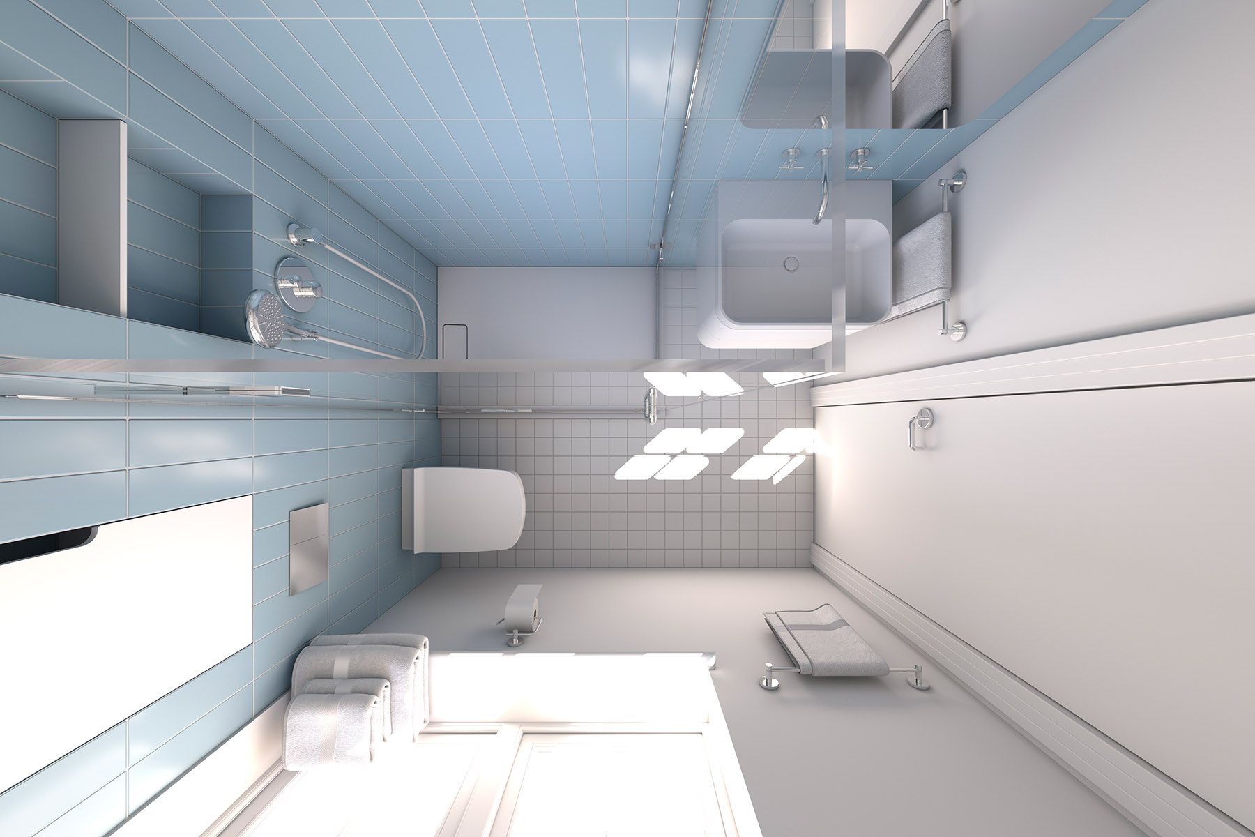 Image de synthèse par Jflemay de la salle de douche